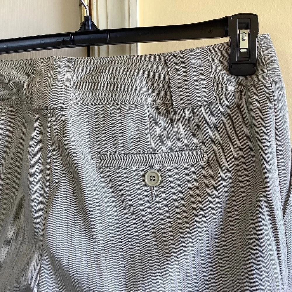 DKNY Cropped Cuffed Wide Leg Stretch Pant Striped Taupe SZ 10